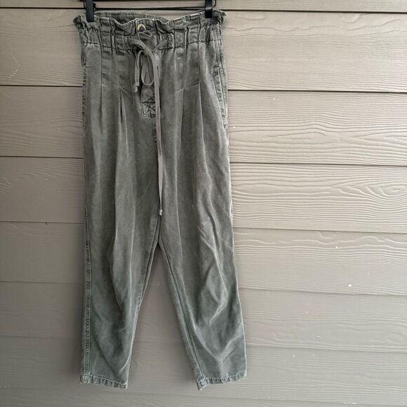 Free People Margaret kelp green paper bag pants - Picture 2 of 7
